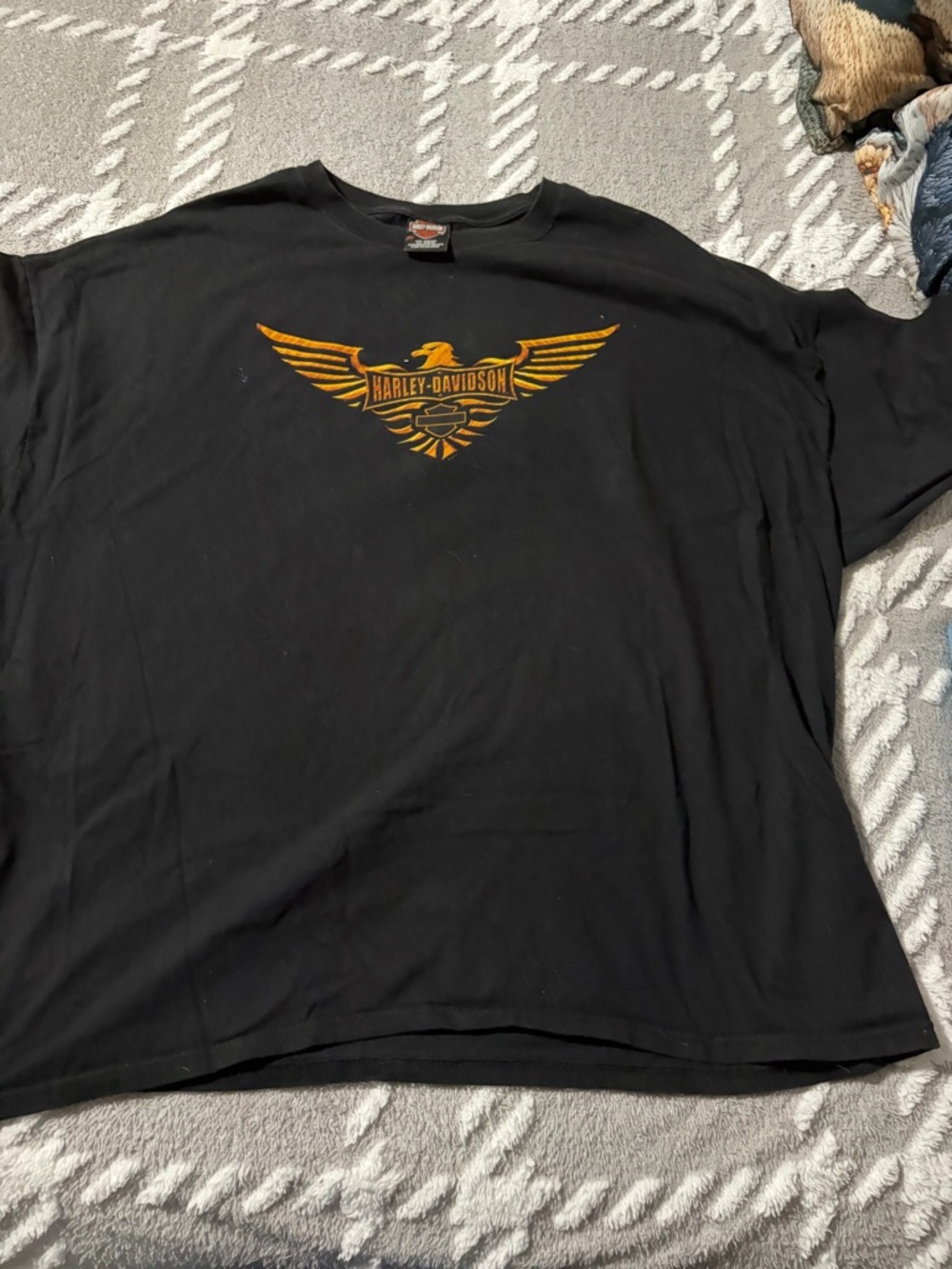 Harley-Davidson Black Tee with Gold-Orange Winged Logo